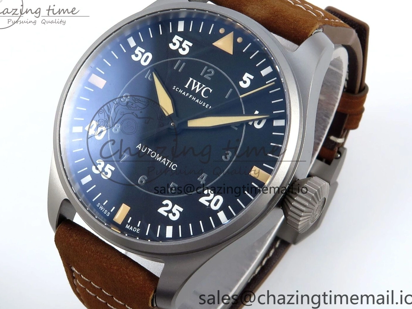 MIROTIME 0225 Big Pilot IW329701 M+F 1:1 Best Edition Black Dial on Brown Leather Strap MY RelaxedFit 7005